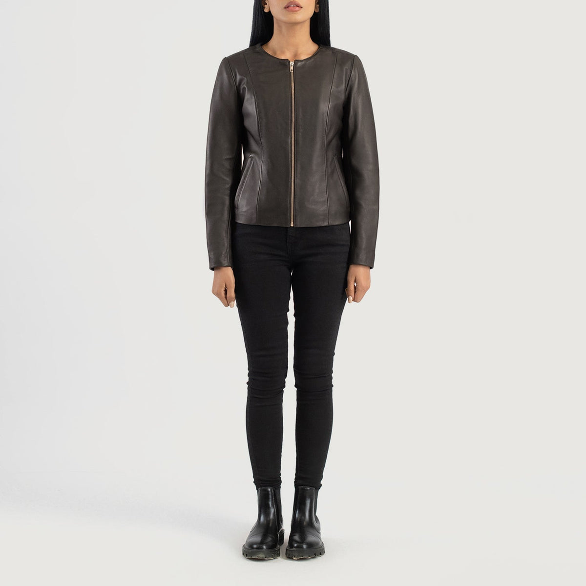 Elixir Collarless Lederjacke für Damen – Zusätzliche Produktansicht 3