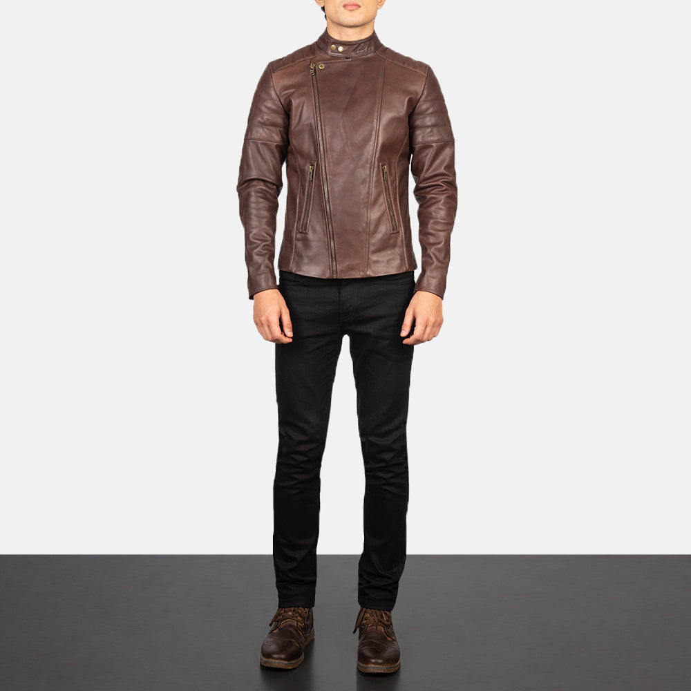 
Faisor Mokka Leder-Bikerjacke für Herren – alternate product view 3