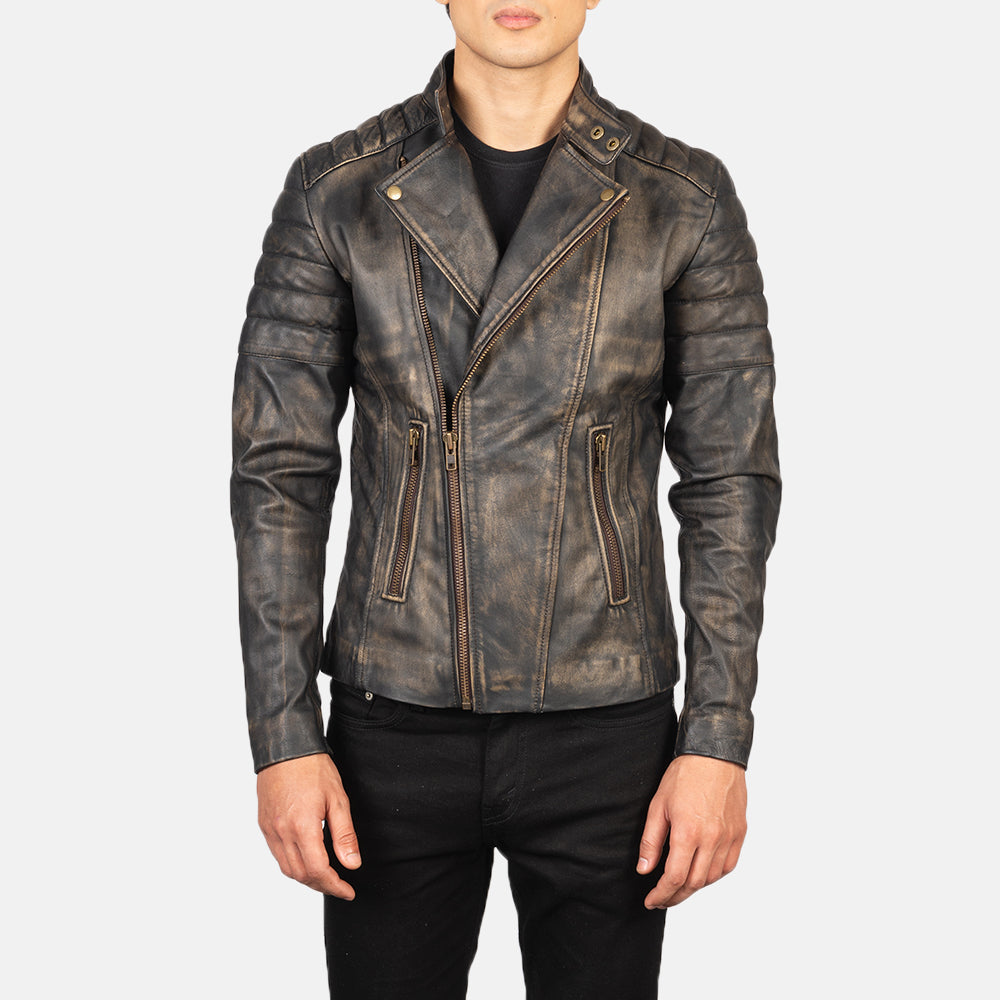 
Faisor Mokka Leder-Bikerjacke für Herren – alternate product view 1