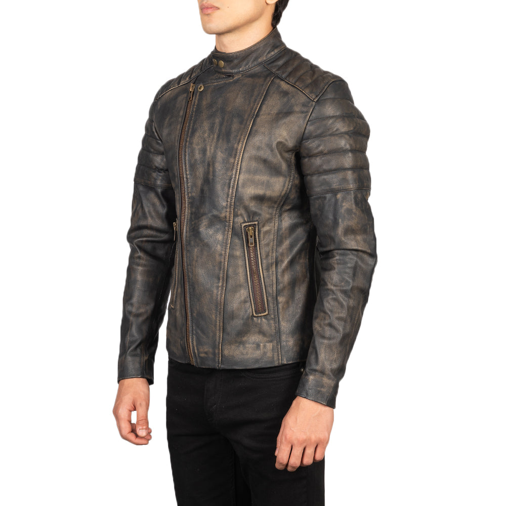 
Faisor Mokka Leder-Bikerjacke für Herren – alternate product view 2