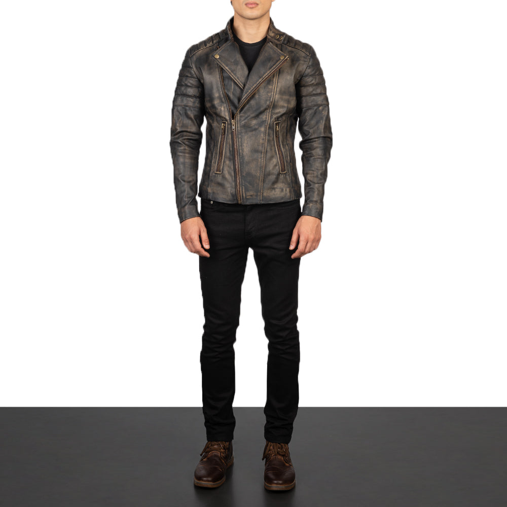 
Faisor Mokka Leder-Bikerjacke für Herren – alternate product view 3
