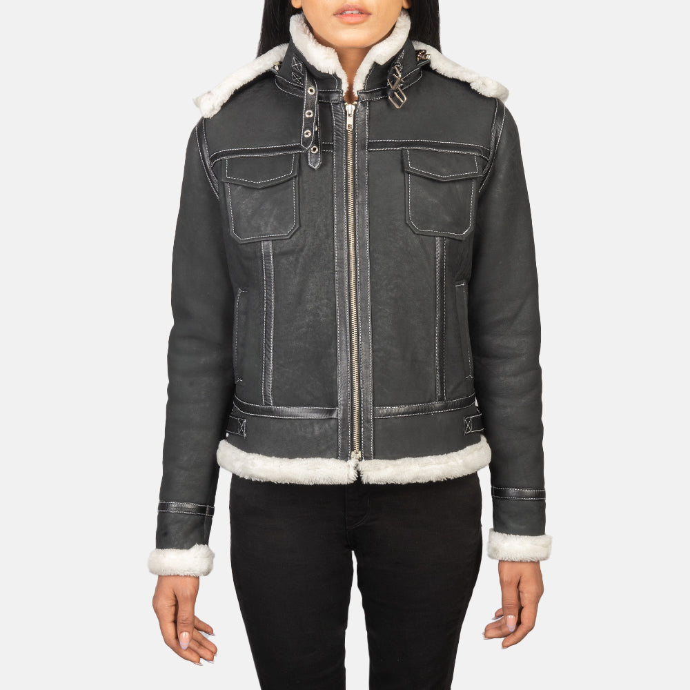 Fiona Hooded Lammfelljacke für Damen – Zusätzliche Produktansicht 4