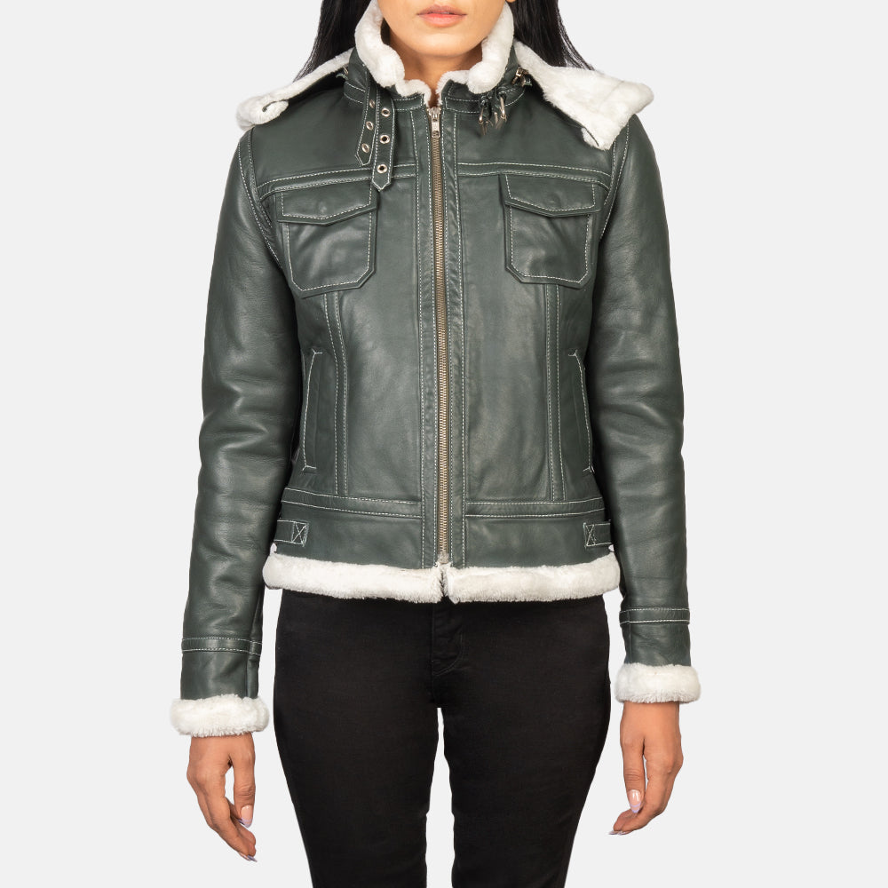 Fiona Hooded Lammfelljacke für Damen – Zusätzliche Produktansicht 1