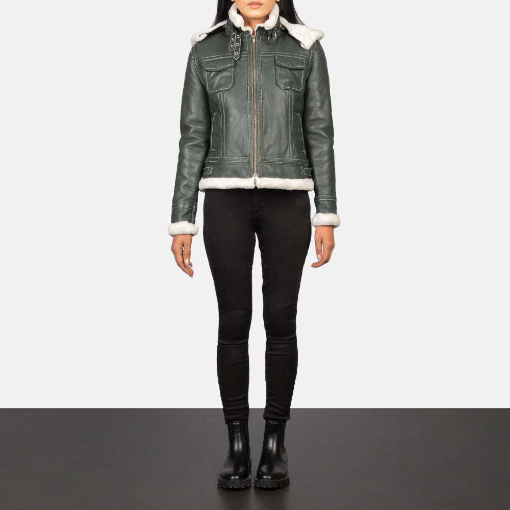 Fiona Hooded Lammfelljacke für Damen – Zusätzliche Produktansicht 2