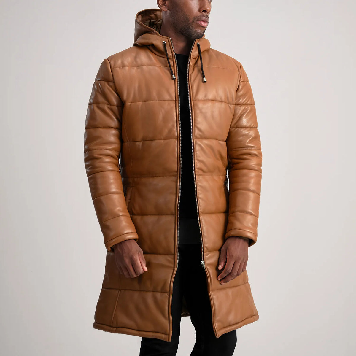 
Floyd Ledermantel Hellbraun Puffer Lederjacke für Herren – alternate product view 1
