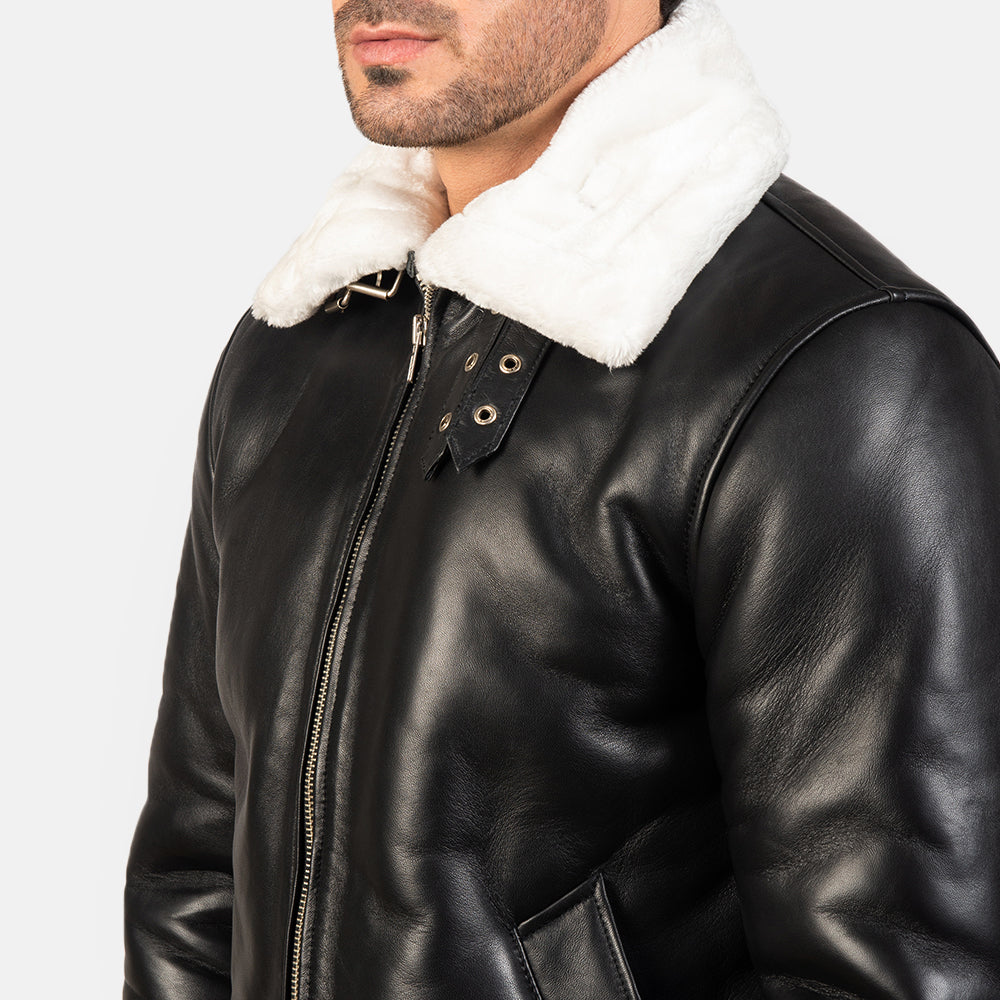Francis B-3 Schwarz Leder-Bomberjacke für Herren – Zusätzliche Produktansicht 6