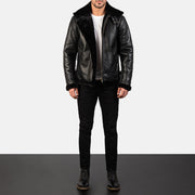 Francis B-3 Schwarz Leder-Bomberjacke für Herren – Zusätzliche Produktansicht 3