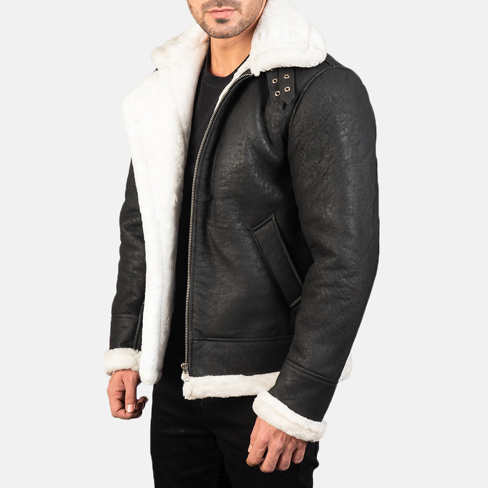 Francis B-3 Schwarz Leder-Bomberjacke für Herren – Zusätzliche Produktansicht 2