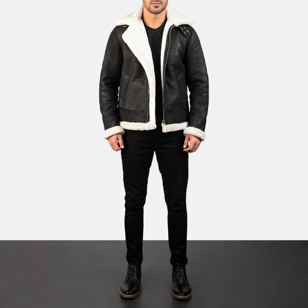 Francis B-3 Schwarz Leder-Bomberjacke für Herren – Zusätzliche Produktansicht 3
