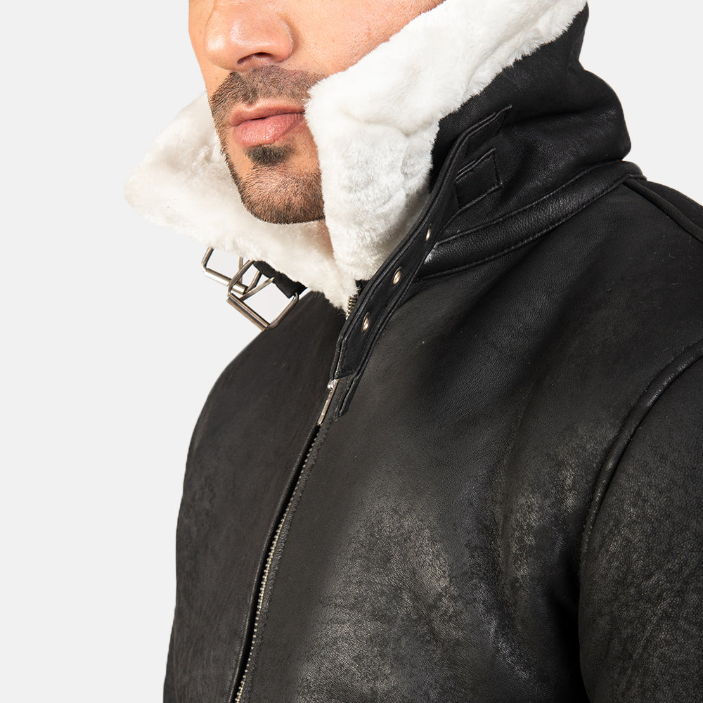 Francis B-3 Schwarz Leder-Bomberjacke für Herren – Zusätzliche Produktansicht 6