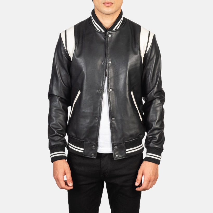 [FS] Dantee Schwarz Leather Varsity Lederjacke für Herren