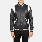
Detailansicht of Varsity & Snap Buttons Hardware on Dantee Black Leather Varsity Jacket
