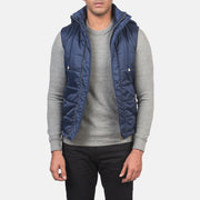 
Fuston Blau Kapuzen-Steppweste für Herren in Blue Nylon (Water-Resistant) - Vorderansicht & maßgeschneiderte Silhouette | Online Kaufen