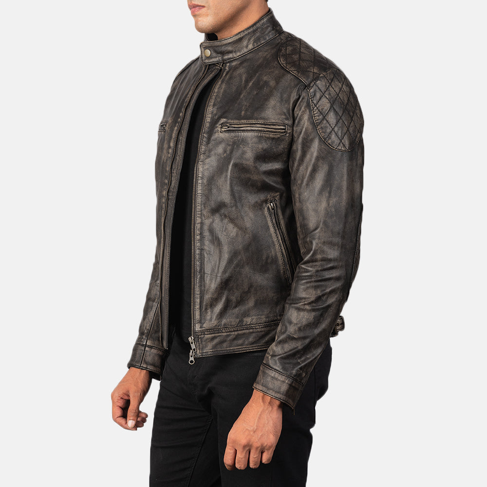 
Gatsby Vintage-Braun Lederjacke für Herren - Rückansicht mit passgenauen Schultern & sauberem Saum