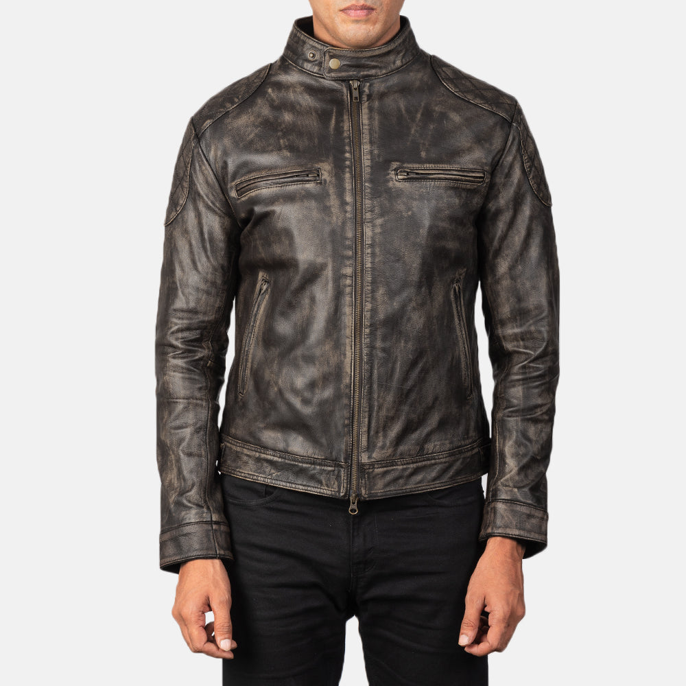 
Gatsby Vintage-Braun Lederjacke für Herren - Seitenansicht mit ergonomischem Ärmelschnitt & sportlicher Passform