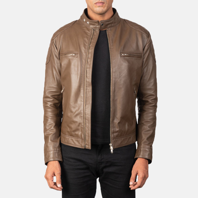 Gatsby Mokka Leder-Bikerjacke für Herren