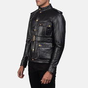 Black Cowhide leather Jacket - Rückansicht mit passgenauen Schultern &amp; sauberem Saum