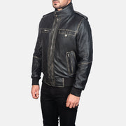 Black Cowhide Leather Bomber Jacket - Rückansicht mit passgenauen Schultern &amp; sauberem Saum