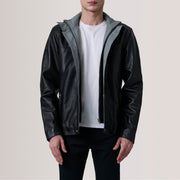 Henrik Grey Suede Cafe Racer For Men in Grey Goatskin Suede - Vorderansicht &amp; maßgeschneiderte Silhouette | Online Kaufen