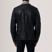 Detailansicht of Band Collar with Snap Button &amp; Zipper with placket Hardware on Henrik Grey Suede Cafe Racer For Men