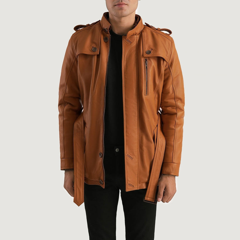 Hunter Hellbraun Braun Fur Lederjacke für Herren