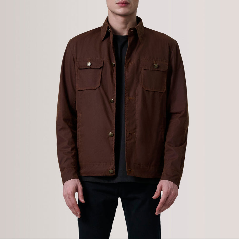 Irwin Braun Waxed Canvas Field Lederjacke für Herren