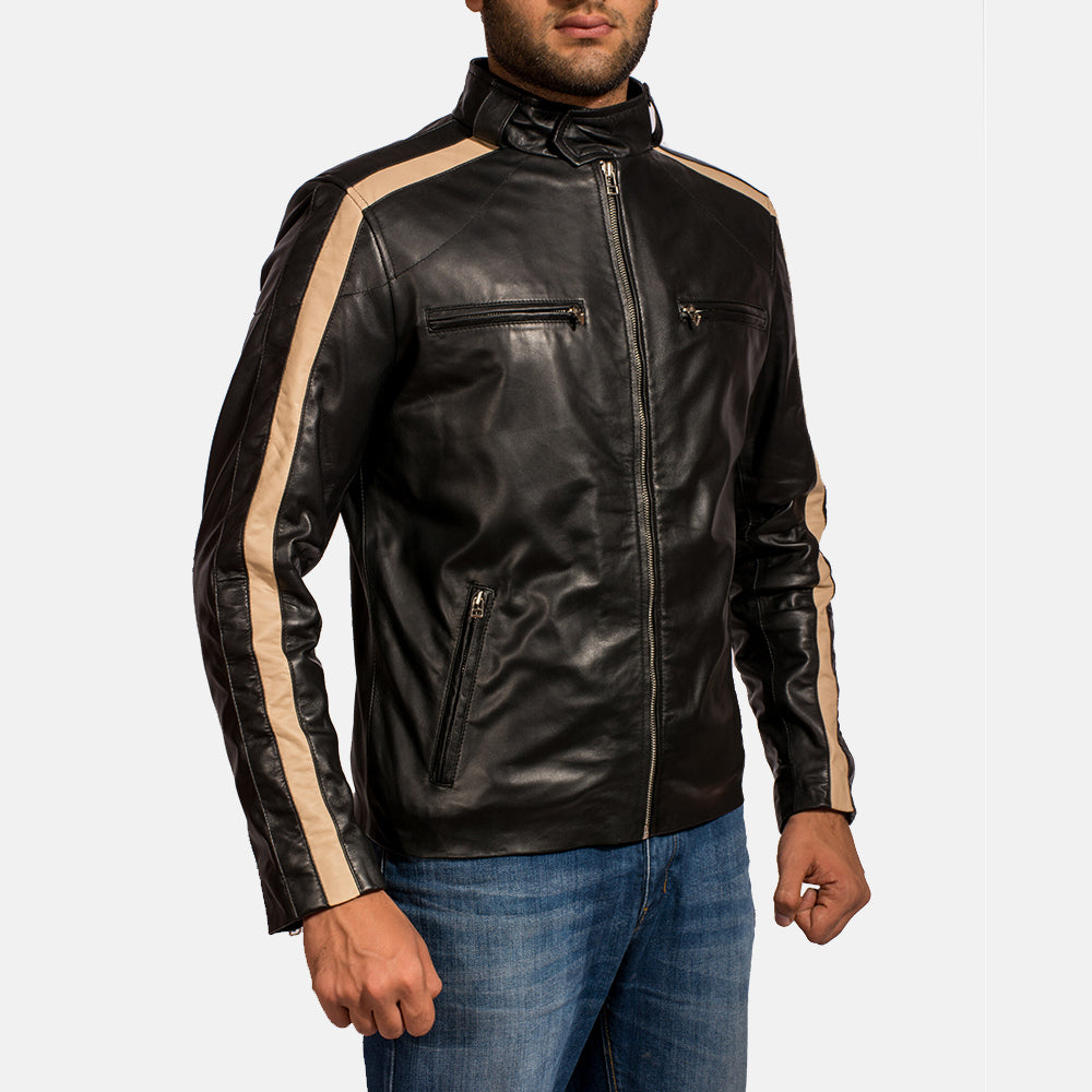 Detailansicht of Band with snap button &amp; Zipper Hardware on Men's Jack Black Leather Biker Jacket