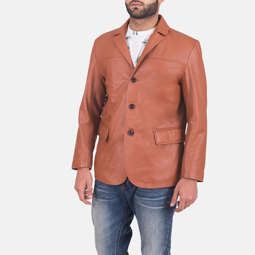 Brown Sheepskin leather Blazer - Rückansicht mit passgenauen Schultern &amp; sauberem Saum
