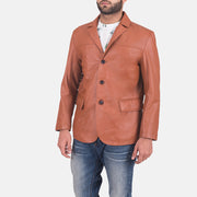 Brown Sheepskin leather Blazer - Rückansicht mit passgenauen Schultern &amp; sauberem Saum