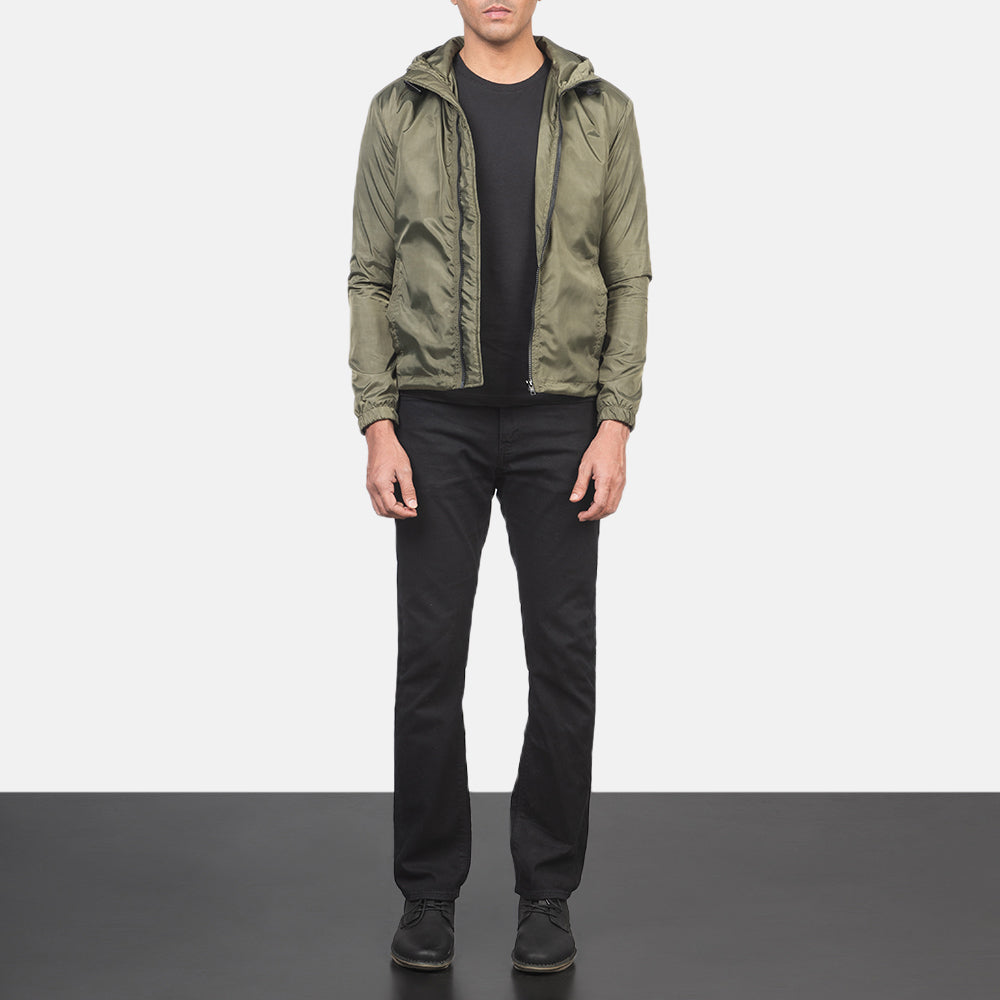 Jimmy Green Hooded Windbreaker Jacket - Seitenansicht mit ergonomischem Ärmelschnitt & sportlicher Passform