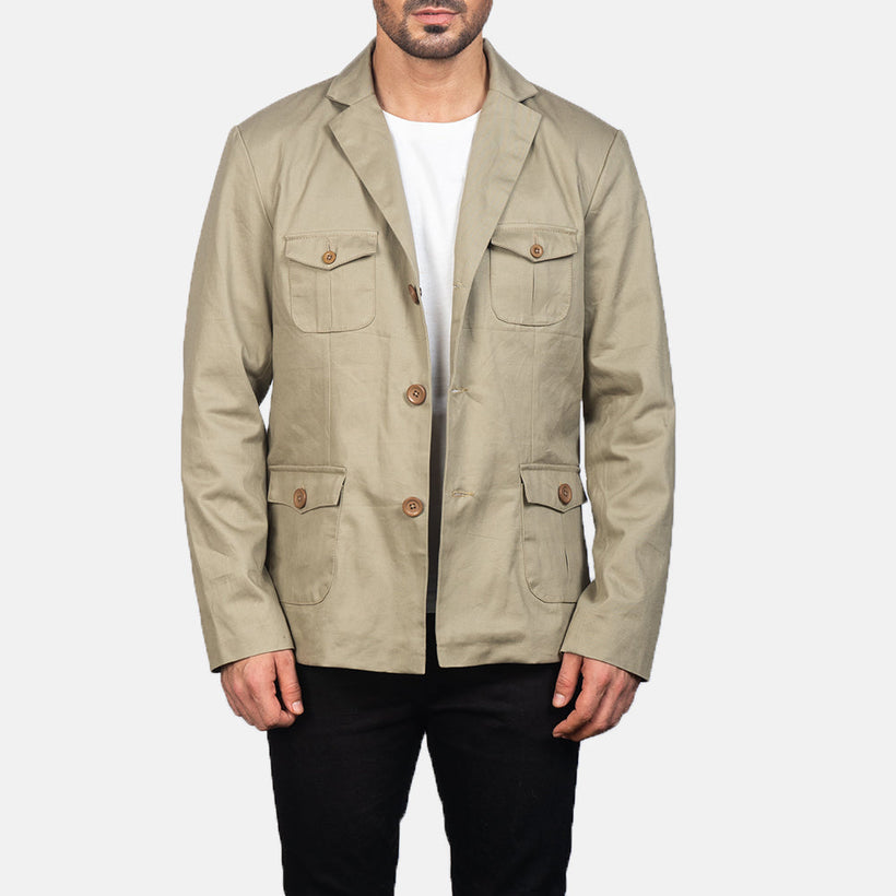 Kajetan Beige Safari-Beige Lederjacke für Herren