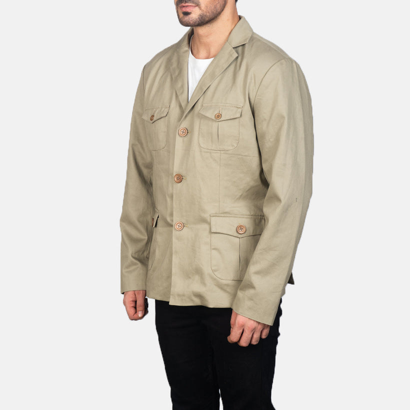 Kajetan Beige Safari-Beige Lederjacke für Herren