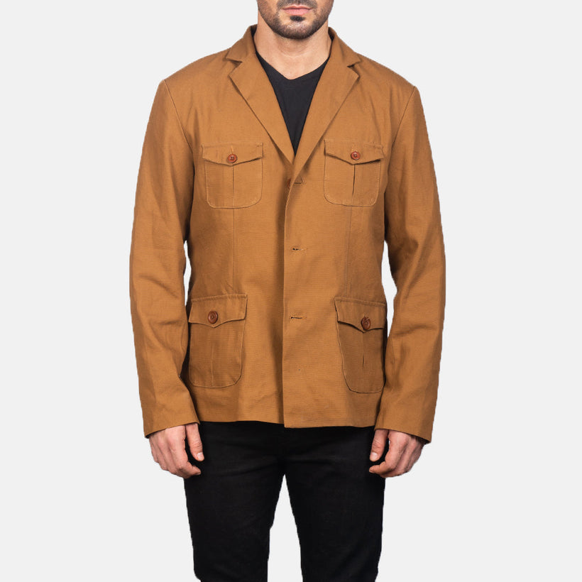 Kajetan Khaki Safari-Beige Lederjacke für Herren