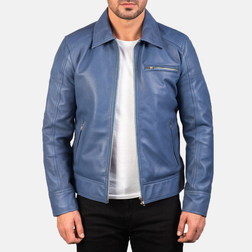 Lavendard Leder-Bikerjacke für Herren
