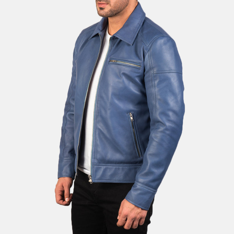 Lavendard Leder-Bikerjacke für Herren