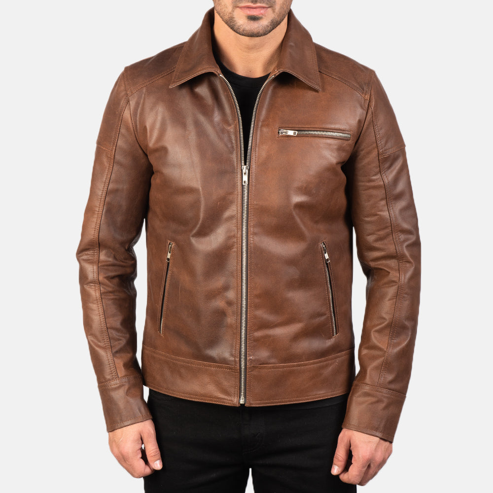 Lavendard Leder-Bikerjacke für Herren – Zusätzliche Produktansicht 3