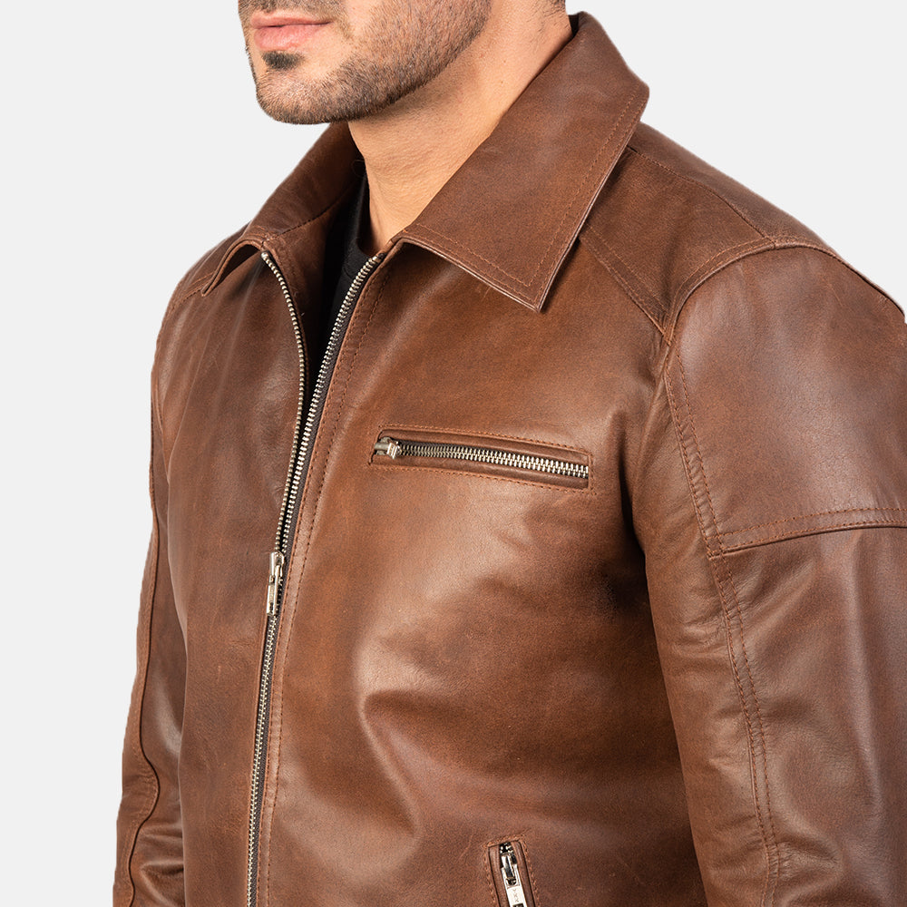Lavendard Leder-Bikerjacke für Herren – Zusätzliche Produktansicht 5