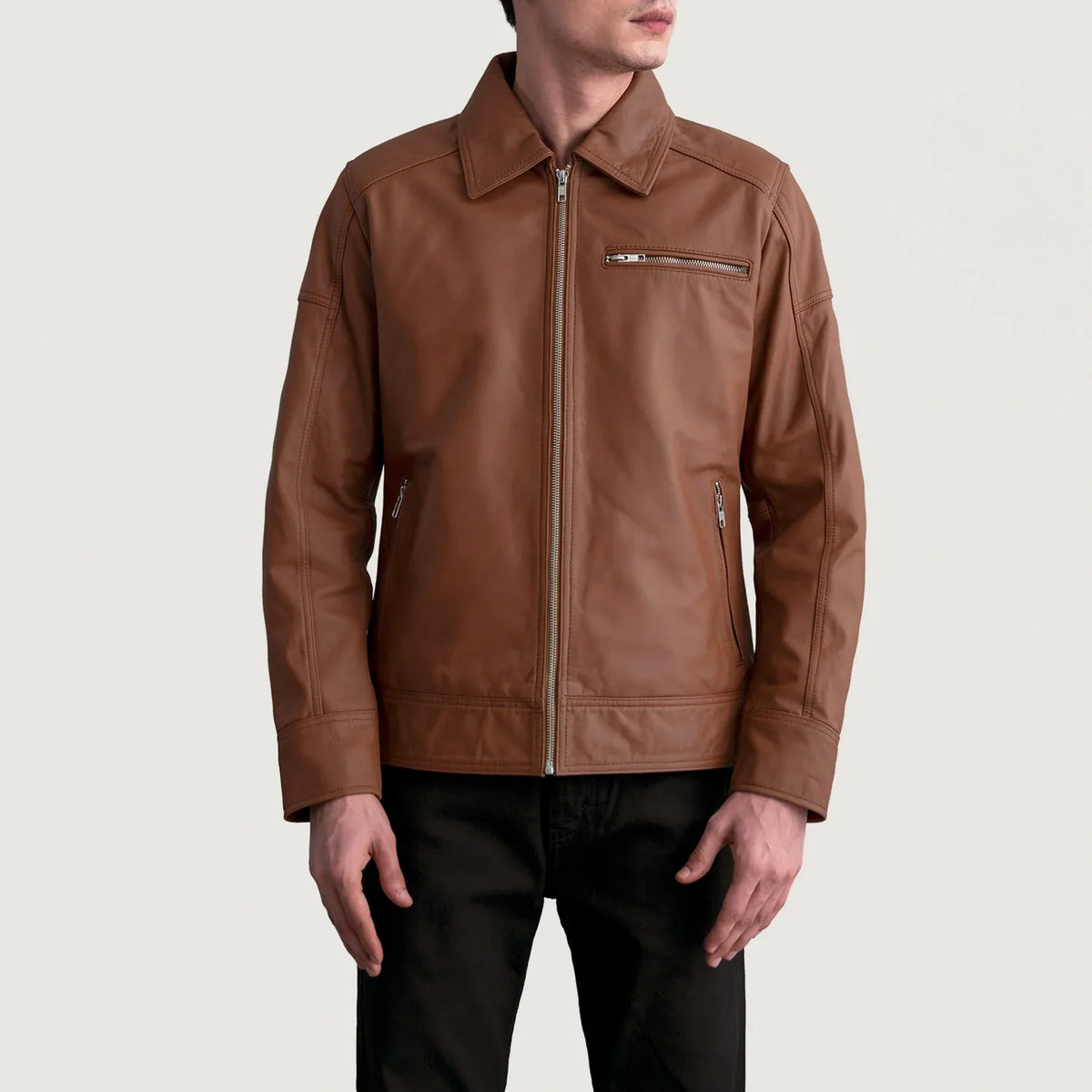 Lavendard Leder-Bikerjacke für Herren – Zusätzliche Produktansicht 3