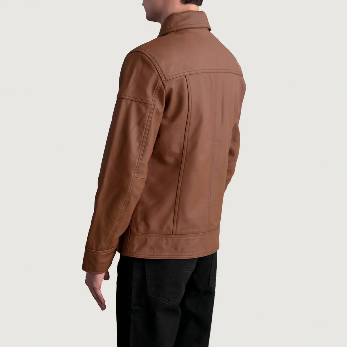 Lavendard Leder-Bikerjacke für Herren – Zusätzliche Produktansicht 6