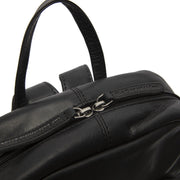 Solid Antique Brass Hardware &amp; Heavy-Duty Dual Zipper Detail on Santana Full-Grain Leather Backpack für Damen