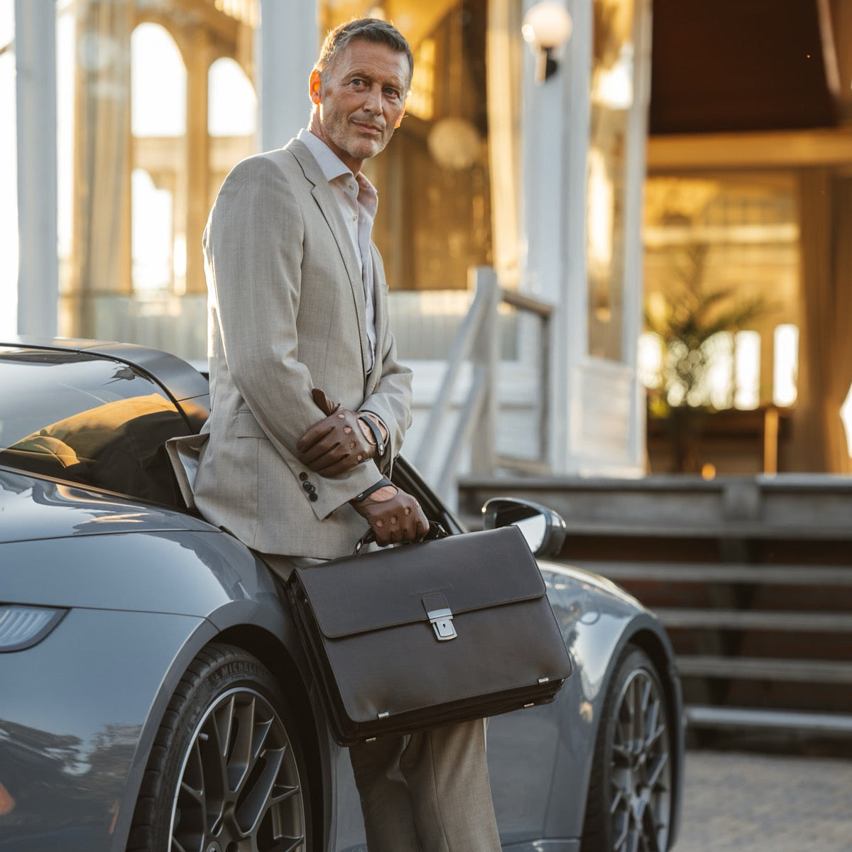 Salvatore Full-Grain Leather Briefcase für Herren – Zusätzliche Produktansicht 3