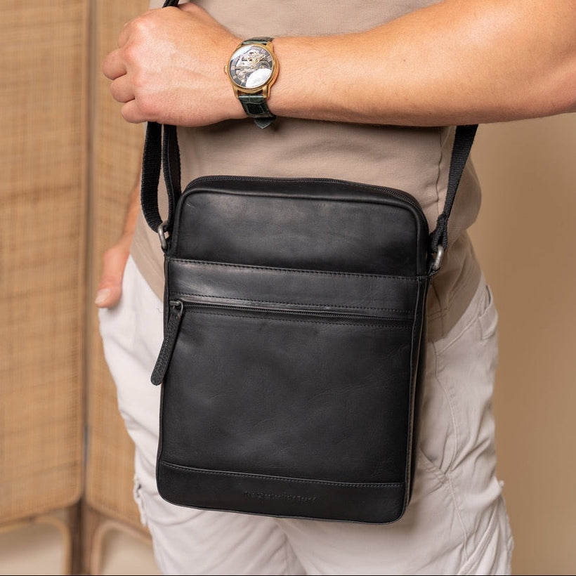 Anzora Full-Grain Leather Crossbody Bag für Herren