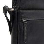 Anzora Full-Grain Leather Crossbody Bag für Herren - Structured Side Profile Showing Gusset Depth &amp; Expansion Capacity