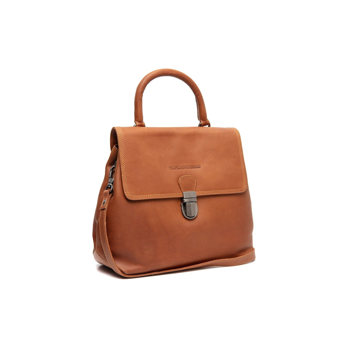 Tailored Rib Cuffs &amp; Hem Craftsmanship Construction Detail on Angera Full-Grain Leather Handbag für Damen