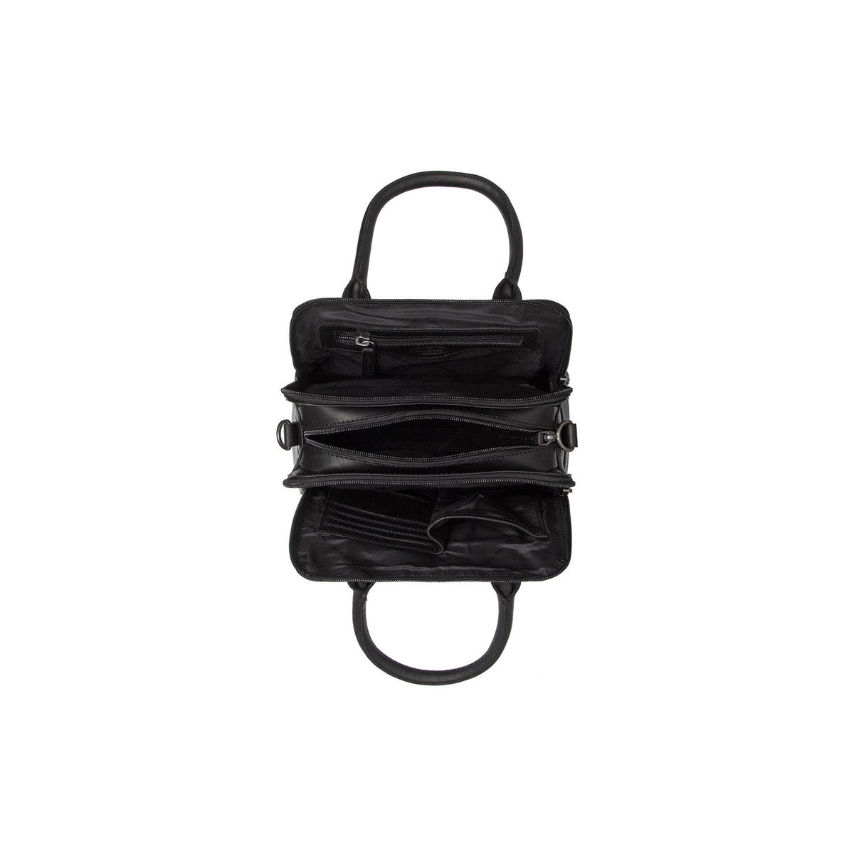 Detailansicht of Classic Collar &amp; Heavy-Duty Zipper Hardware on Ezra Full-Grain Leather Handbag für Damen