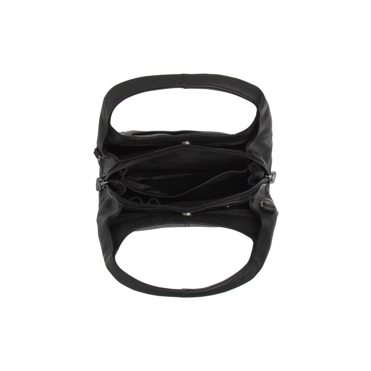 
Detailansicht of Classic Collar & Heavy-Duty Zipper Hardware on Lunera Vollnarbenleder-Handtasche