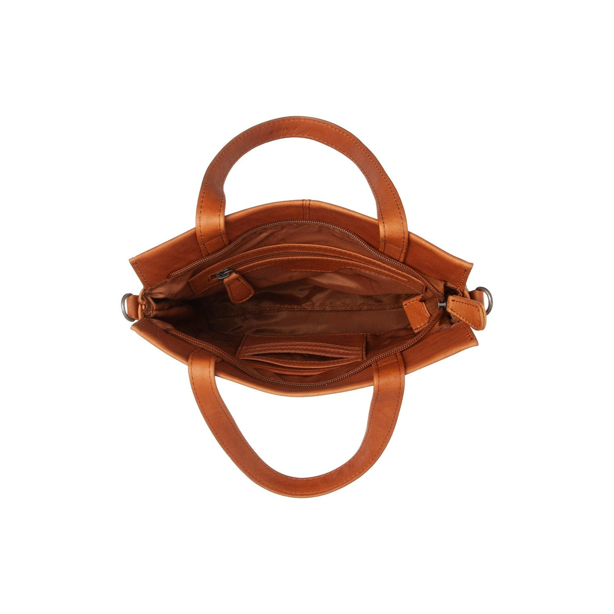 Detailansicht of Classic Collar &amp; Heavy-Duty Zipper Hardware on Rivington Full-Grain Leather Handbag