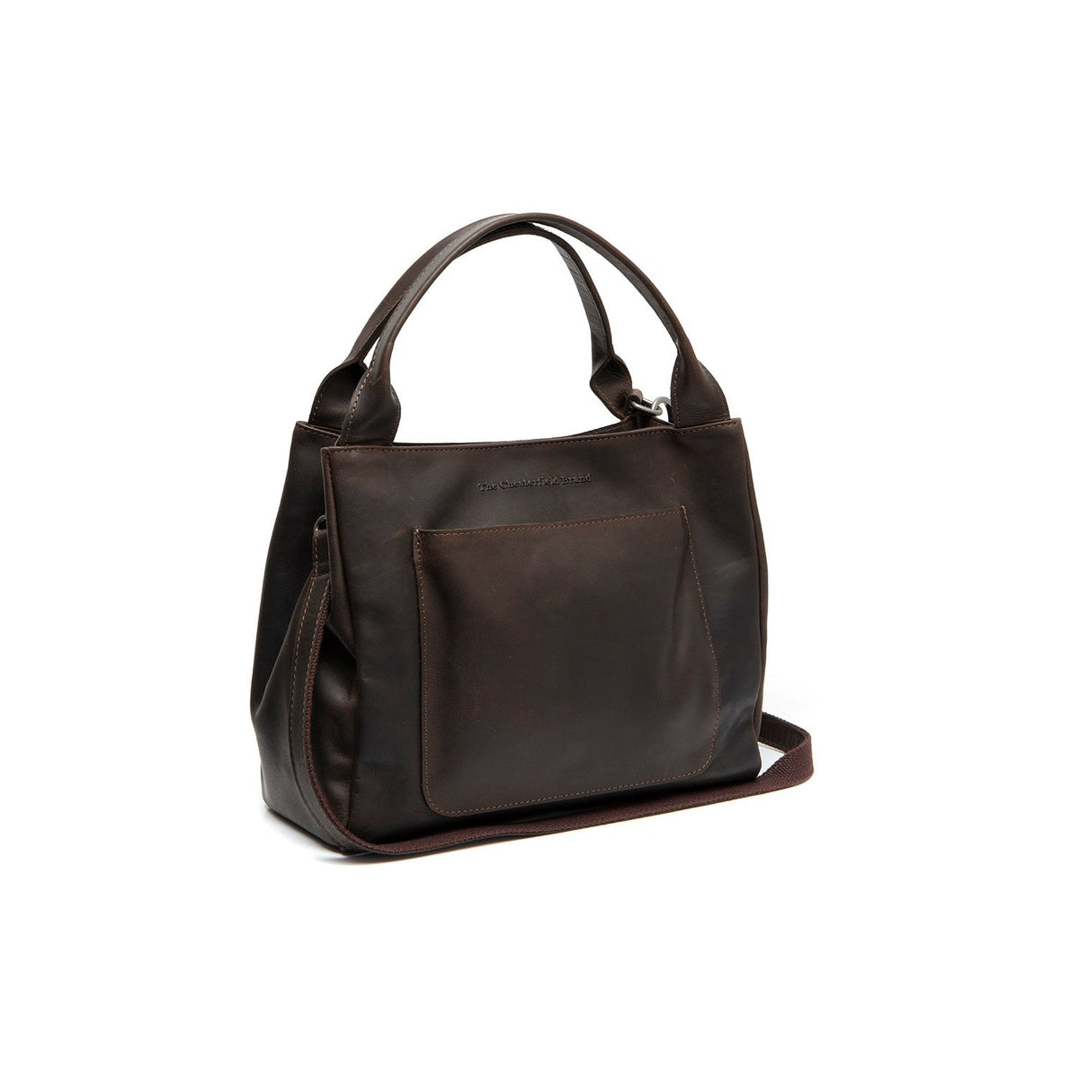 Styled Fit Perspective of Tenara Full-Grain Leather Handbag für Damen on Model - Natural Daylight Drape
