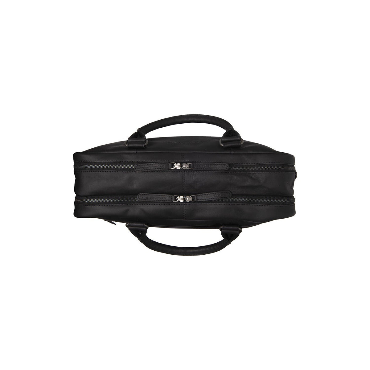 
Solid Antique Brass Hardware & Heavy-Duty Dual Zipper Detail on Boston Vollnarbenleder-Laptoptasche
