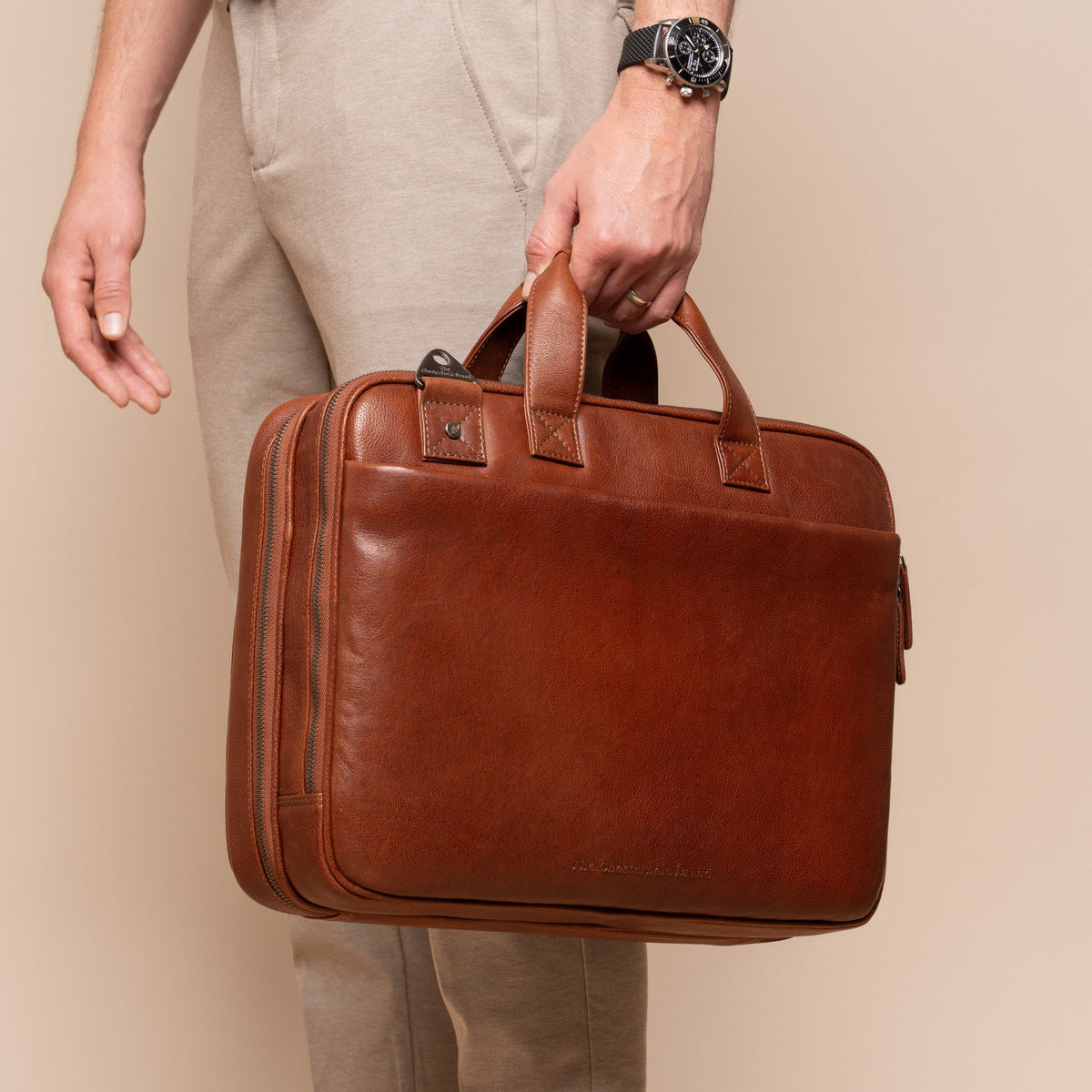 Iseo Full-Grain Leather Laptop Bag für Herren – Zusätzliche Produktansicht 3